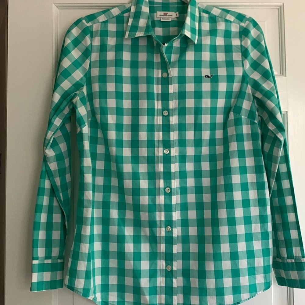 Vineyard Vines gingham shirt.